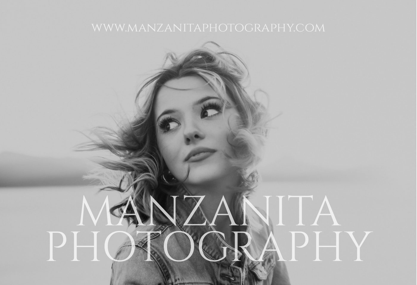 Manzanita Photography ad: black-and-white portrait with the studio name