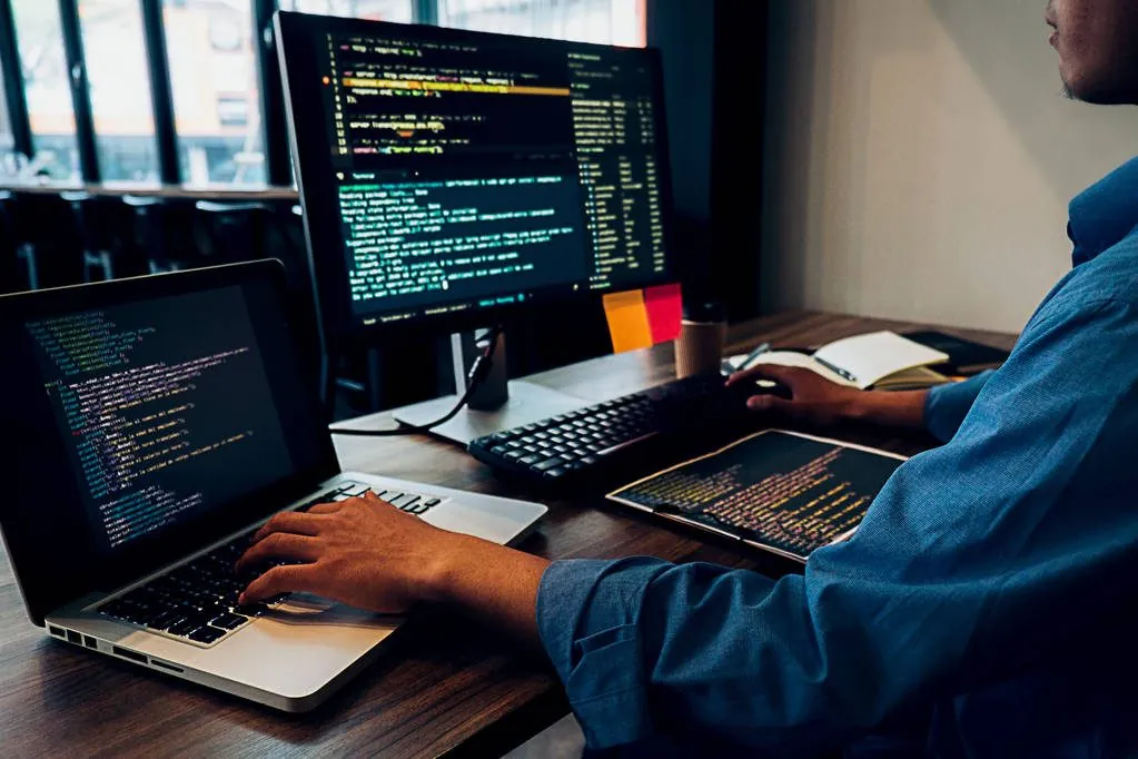 Web development and coding on screen